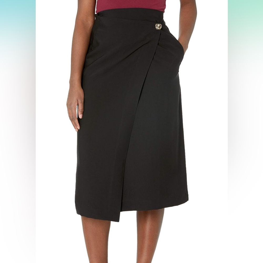 Vince Black Pencil Skirt with Wrap Detail